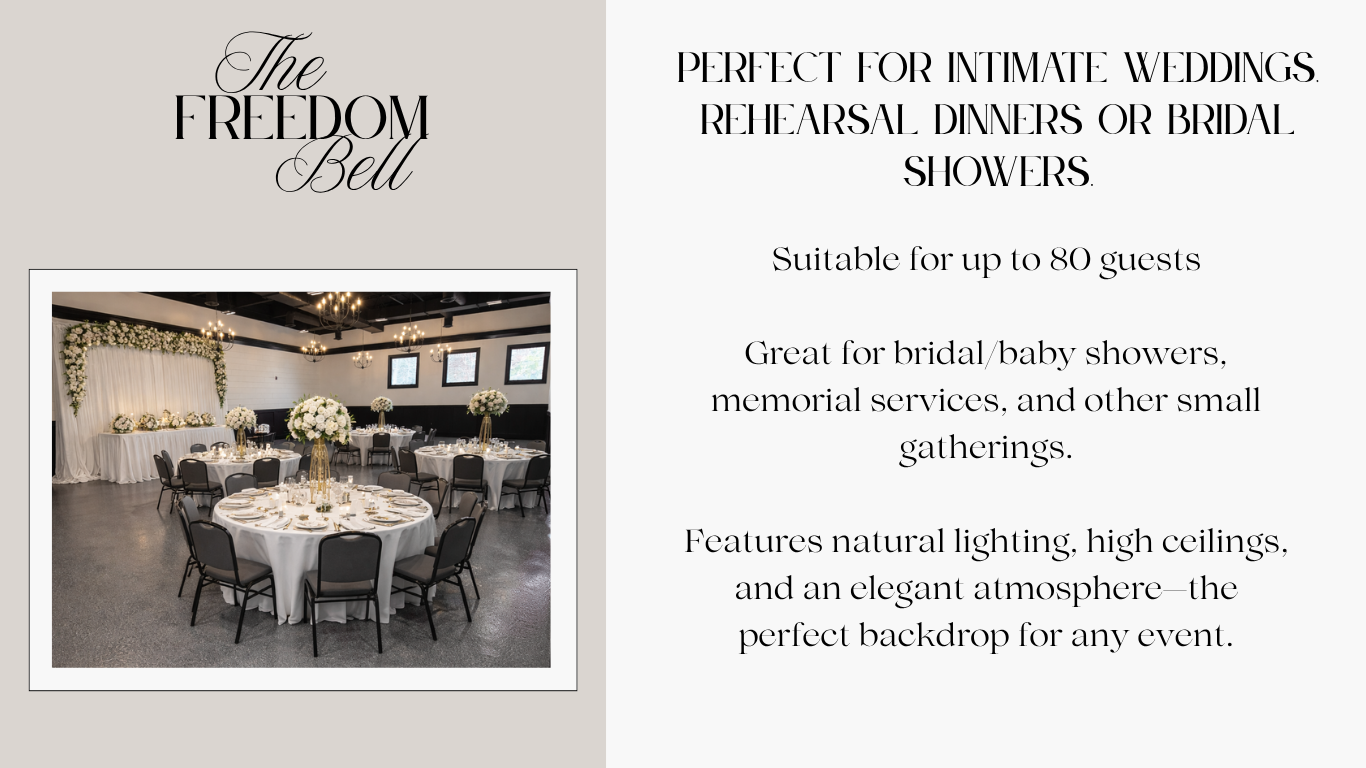 The Freedom Bell Room is great for showers, memorial services, and other small gatherings.